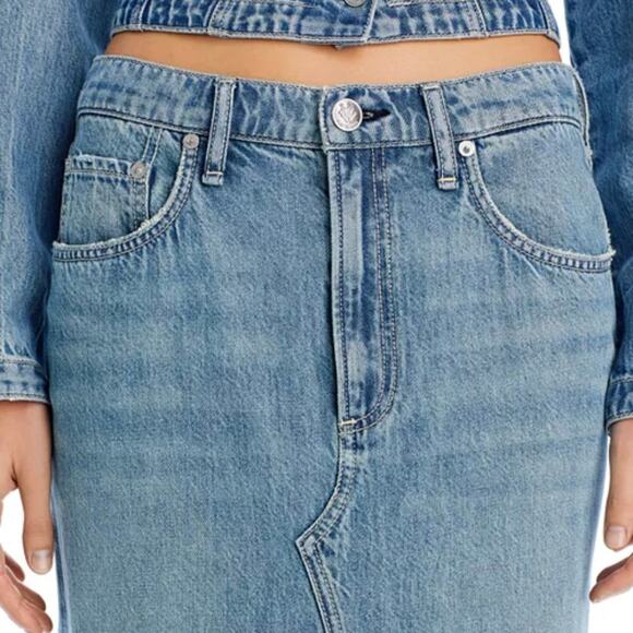 rag & bone Avery Featherweight Denim Maxi Skirt in Beverlys Raw Hem size 29 - Picture 10 of 16